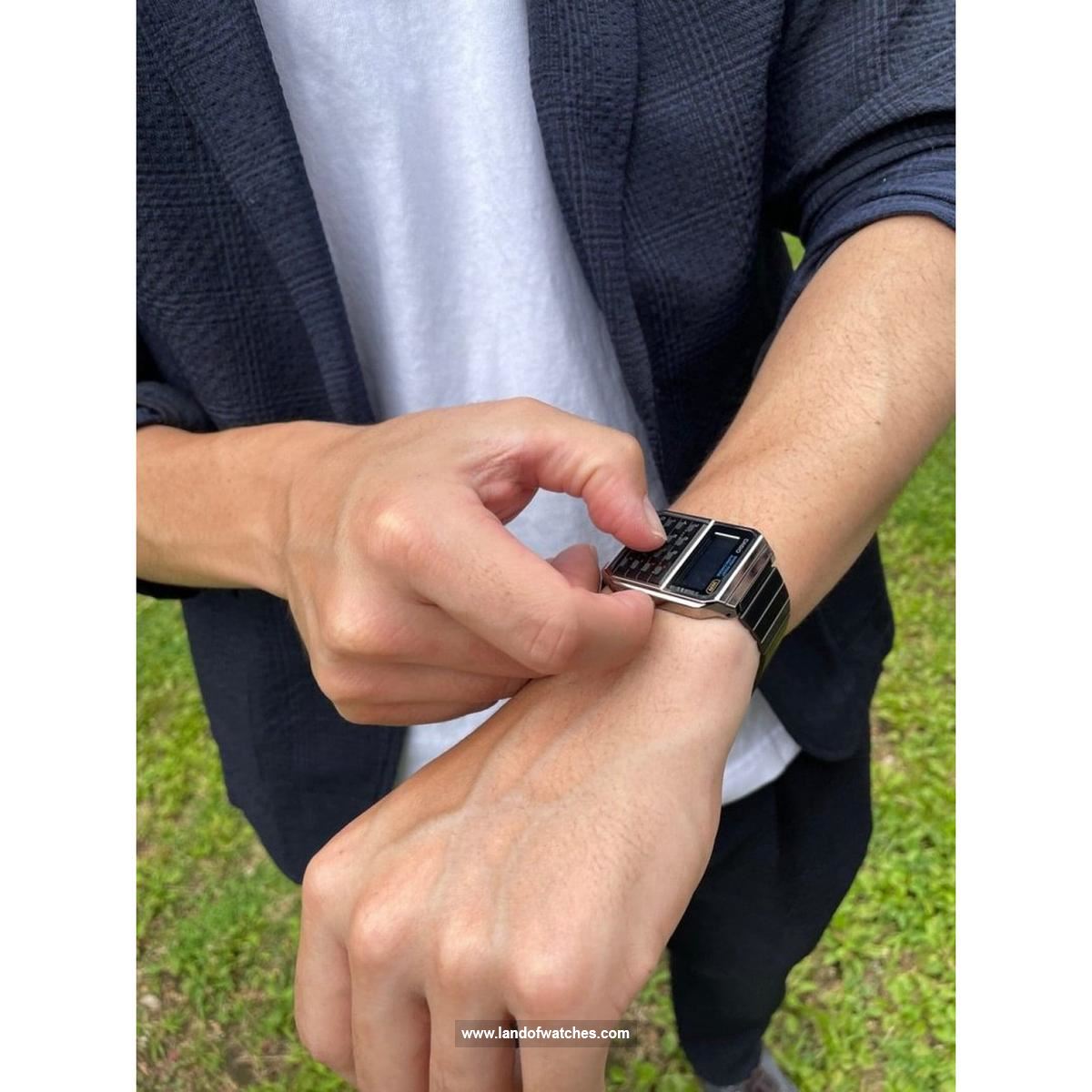 Casio wrist watch CA-500WEGG-1BDF a stopwatch watch alongside professional screen design