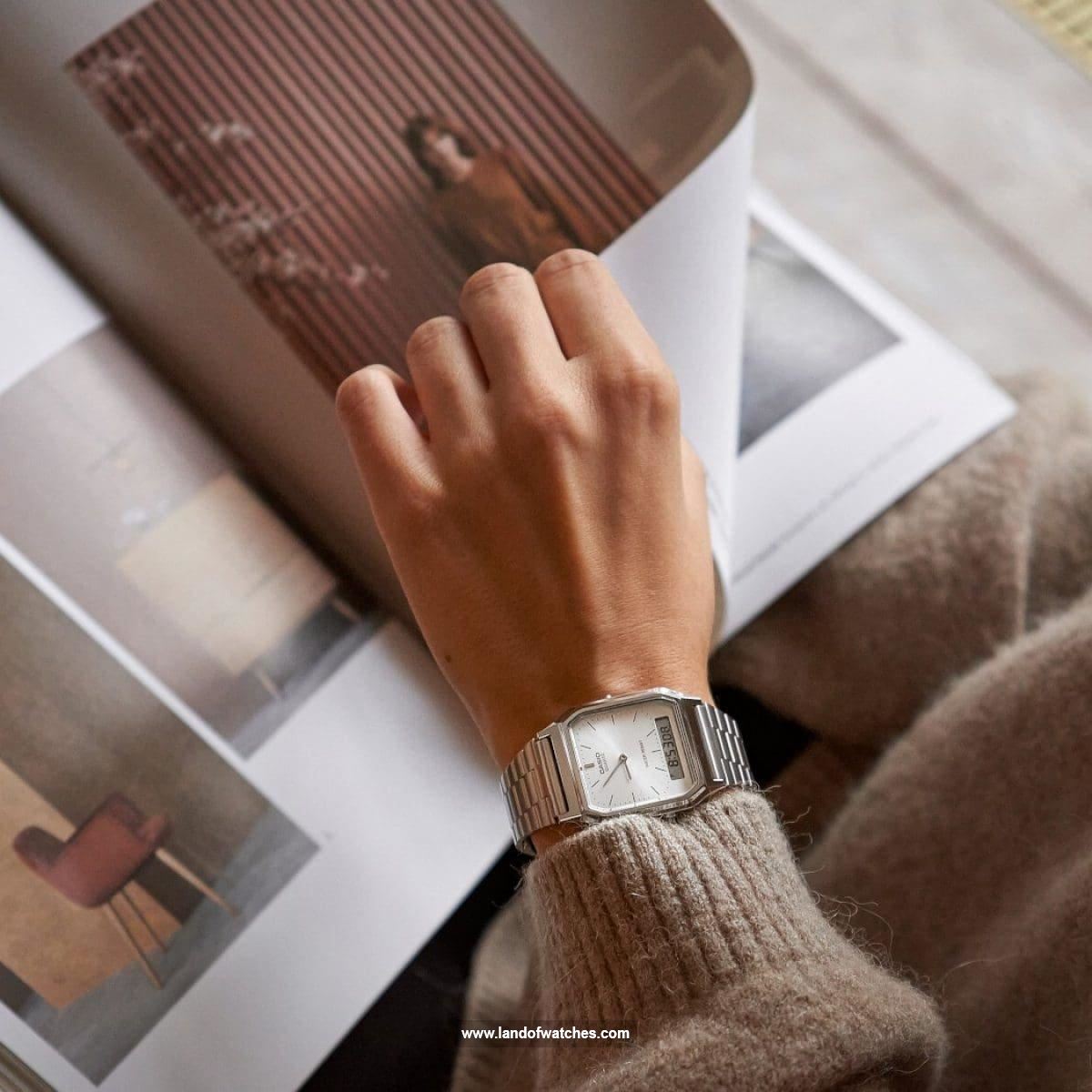 ساعت المعصم للرجال و للنساء کاسیو طراز AQ-230A-7AMQYDF ساعة واحدة - بالإضافة إلى التصميم الشعبي